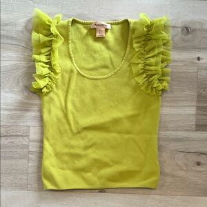 Bailey 44 Chartreuse Ruffle Sleeve Blouse